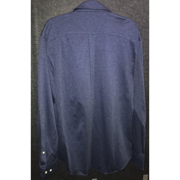 Peter Millar Shirt Size‎ Medium Blue Birdseye Stretch Knit Long Sleeve Button Up - Picture 6 of 9